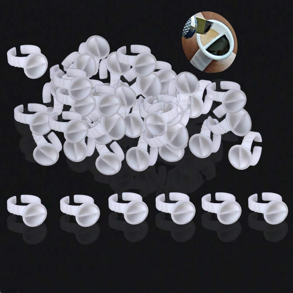 100Pcs 2 Slot Disposable Plastic Nail Art Tattoo Glue Pallet Holder Eyelash Exte