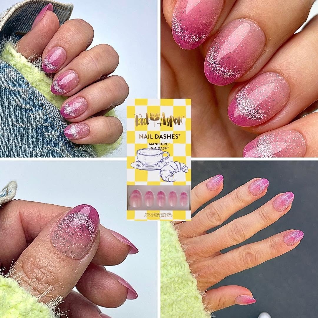 Red Aspen Press On Nails-Rebel’s Raspberry Tart Short Almond Cateye Pink