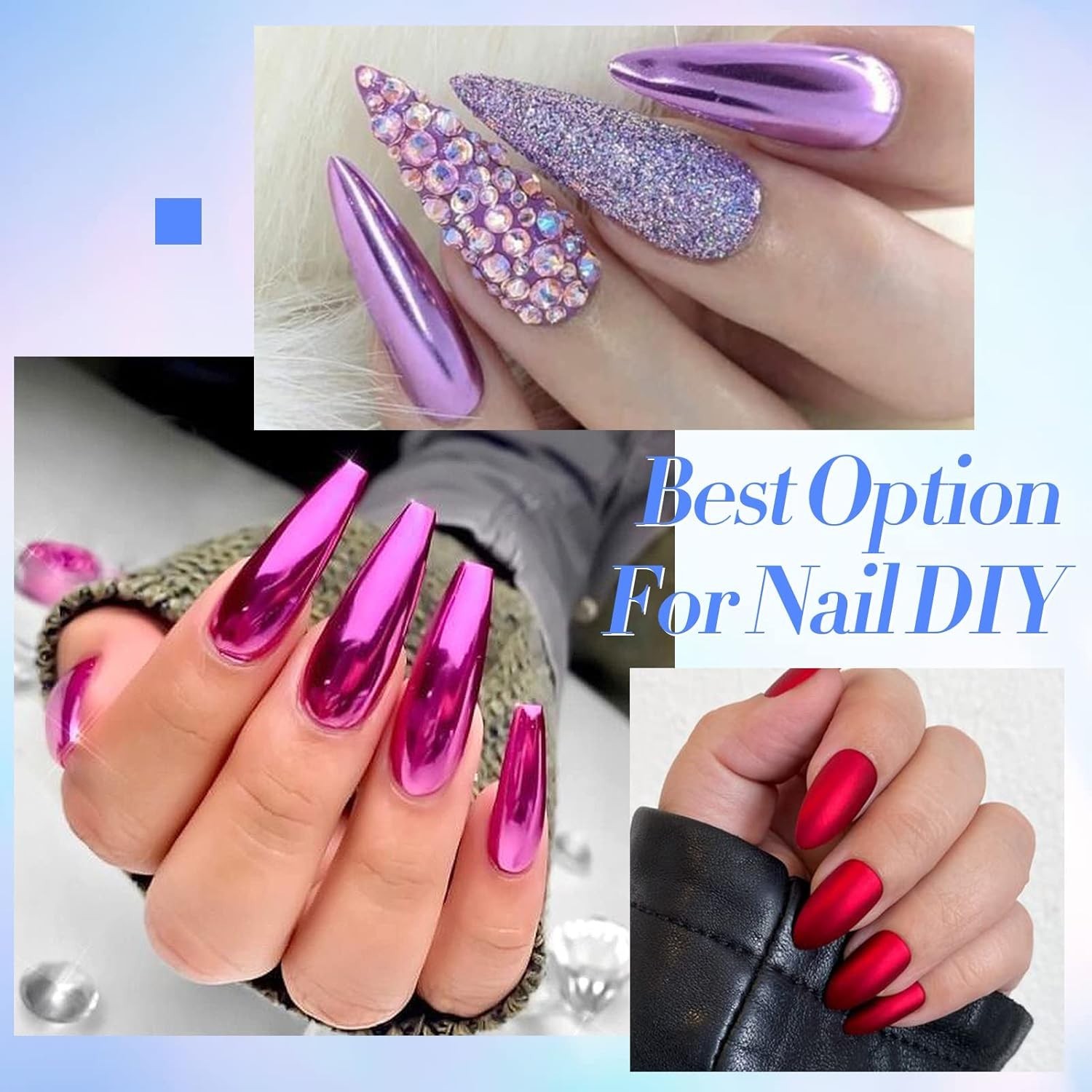 Mirror Chrome Nail Powder Set 12 Colors Metallic Mirror Effect Nail Powder Ho…