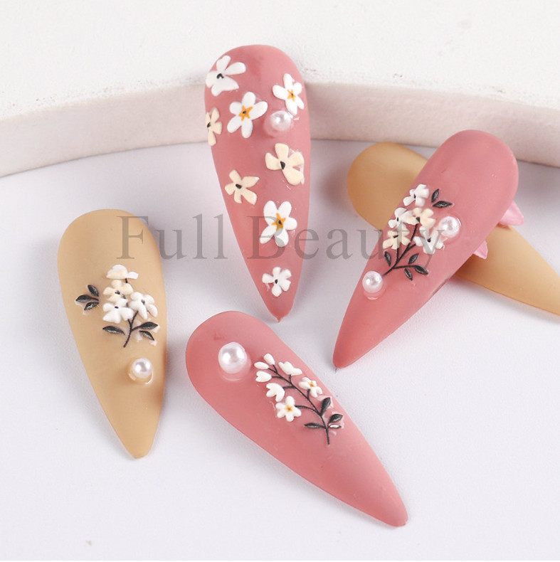 2 Sheets 5D Embossed Love Flower Bunny Daisy Fingers Toe Nail Art Stickers NS25