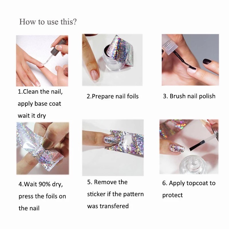HOLOGRAPHIC Transfer Foils Starry NAIL LASER FOIL 9 Colours NAILS Stickers Paper