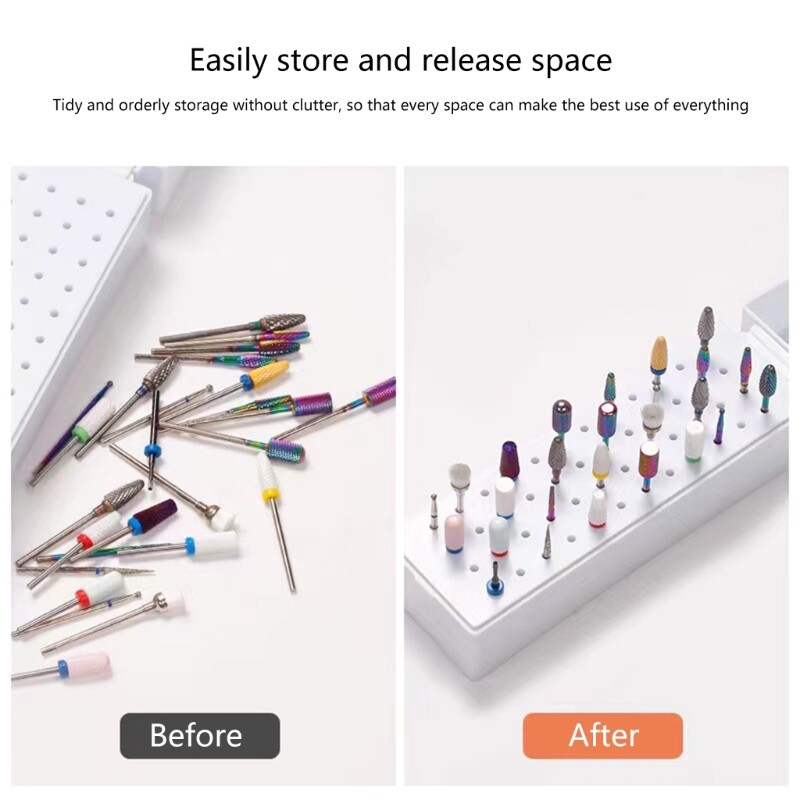 30/48 Holes Art Drill Bits Holder Manicure Milling Cutters Display Contain