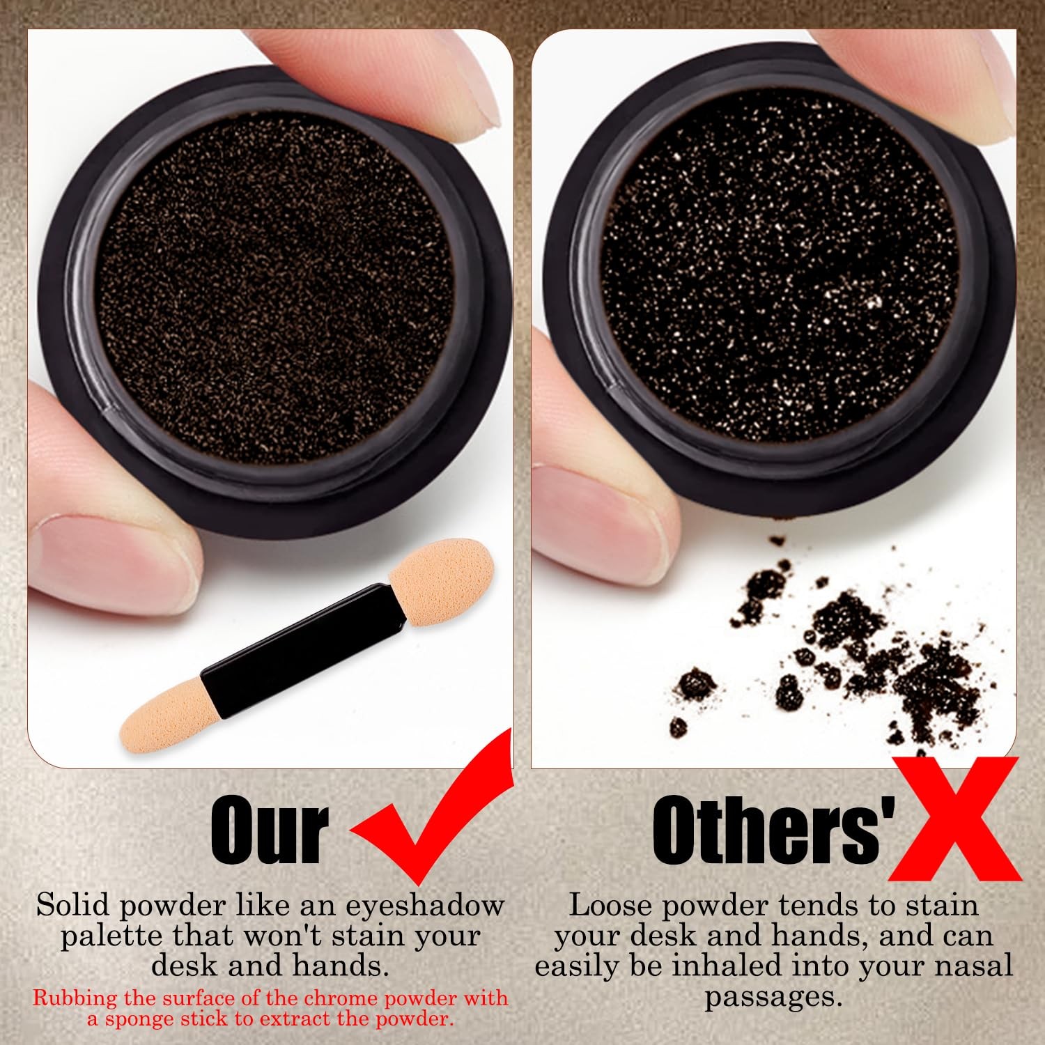 Chocolate Brown Chrome Nail Powder Holographic Metallic Mirror Effect Coffee …