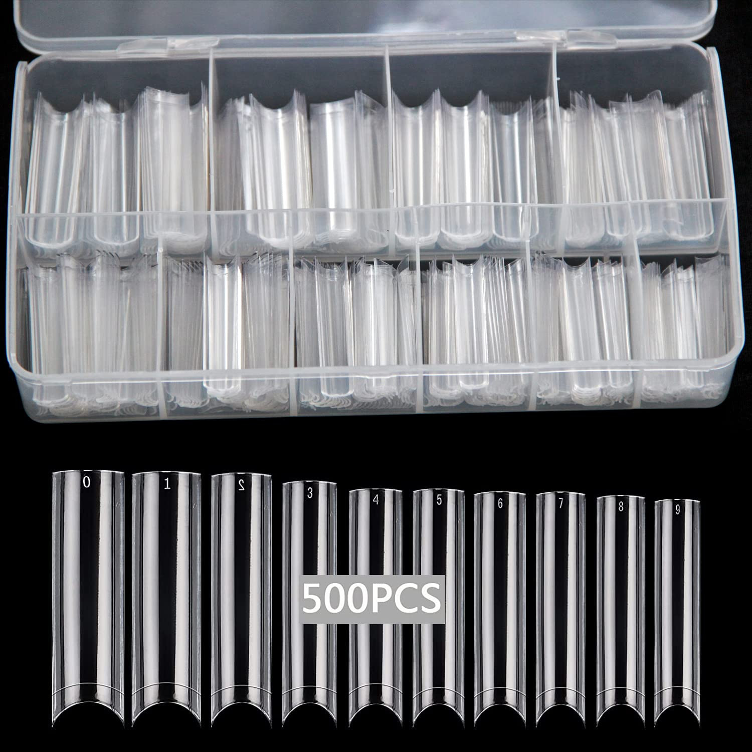 No C Curve Square Flat Nail Tips, 500Pcs XXL Extra Long Acrylic Clear Straight T