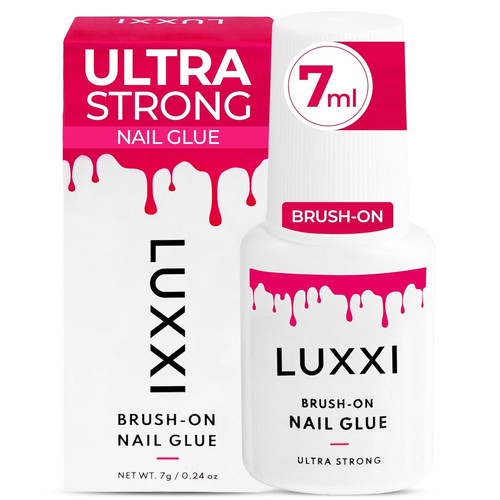LUXXI Super Strong Brush On Nail Glue for Press Nails | Best Pink Gel