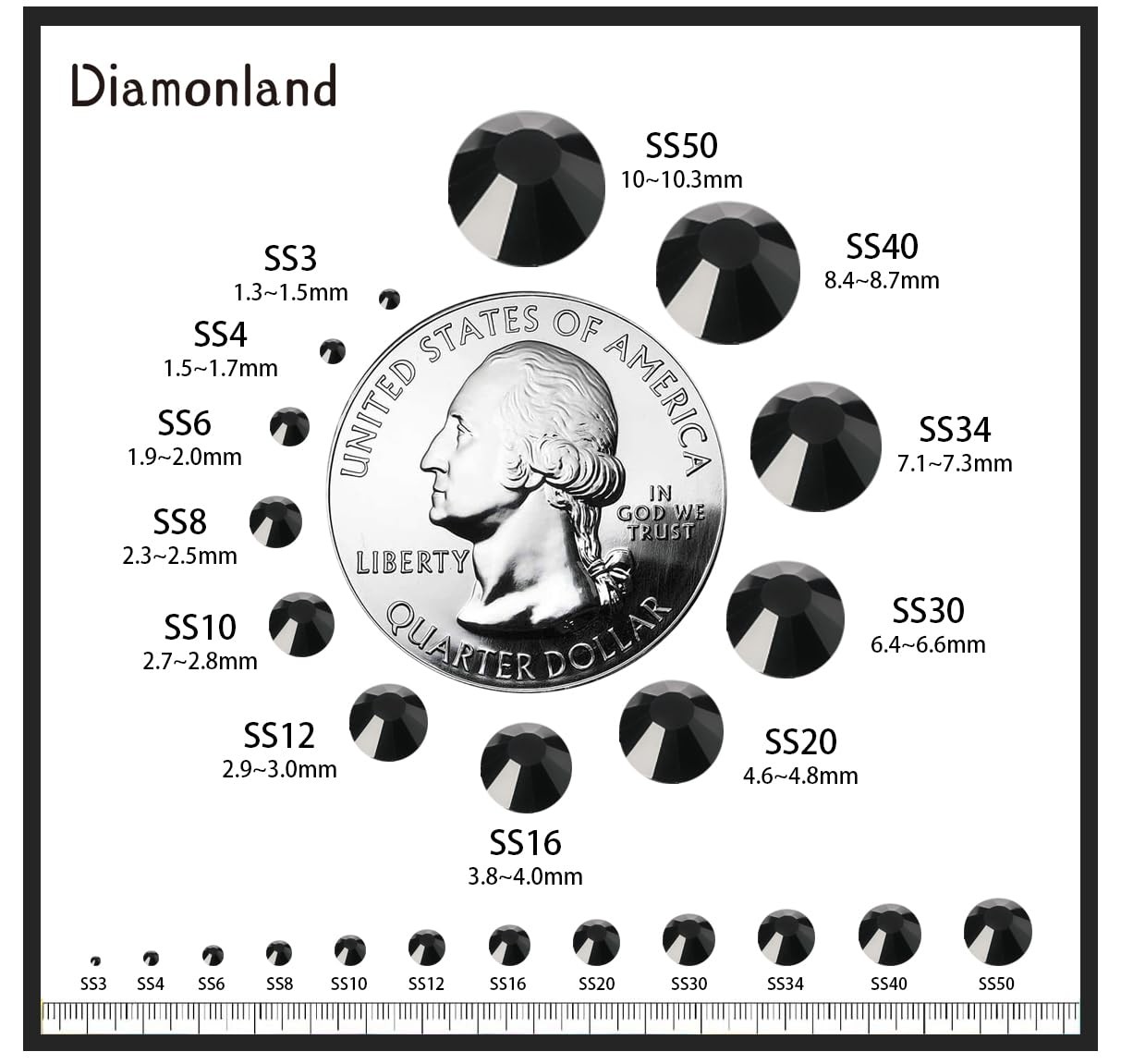 Diamonland Flatback Glass Crystal Rhinestones Rounds Gems for Bedazzling Nail…