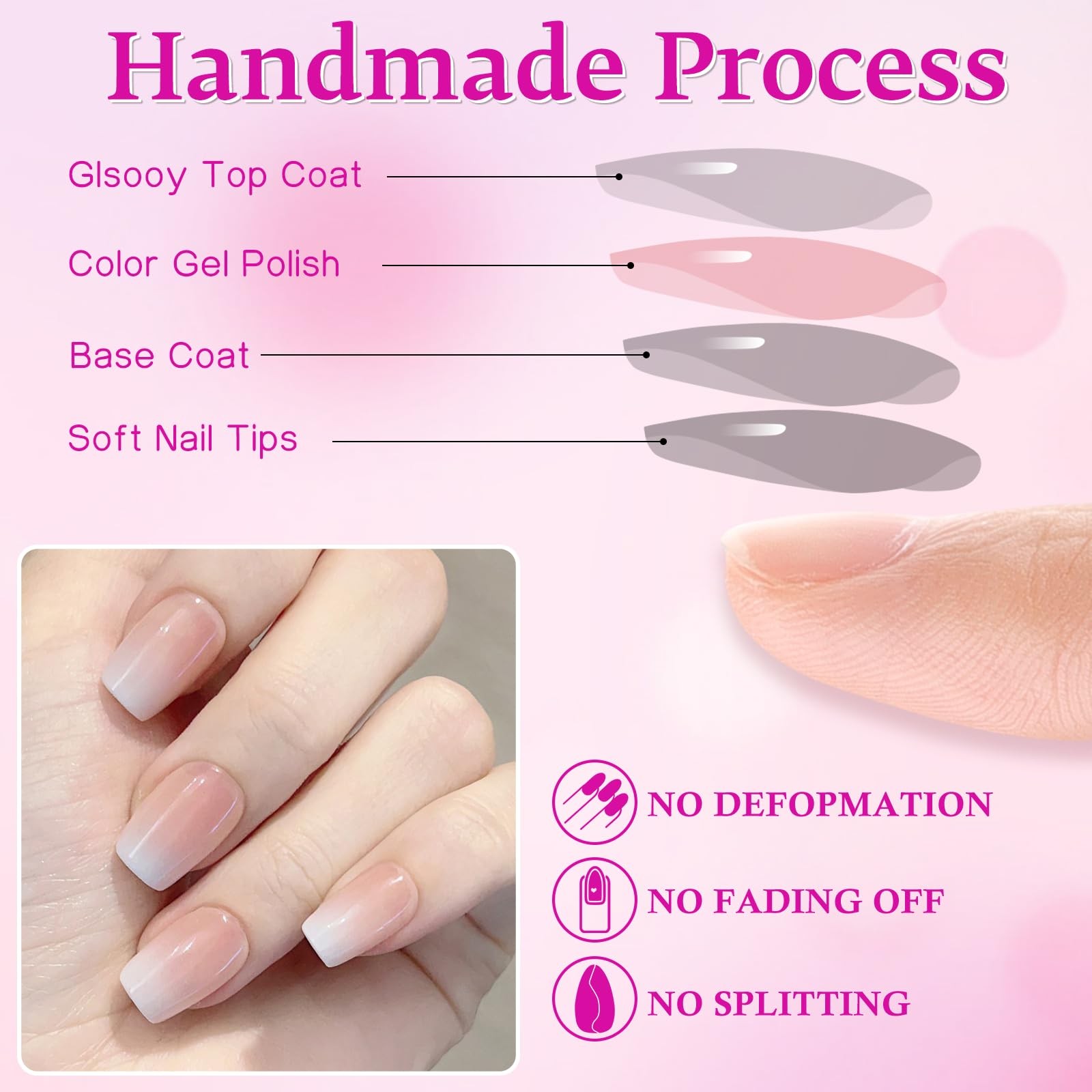 168pc Ombre Press on Nails Short Coffin Fake Nails with Tabs, XS Coffin Nails…