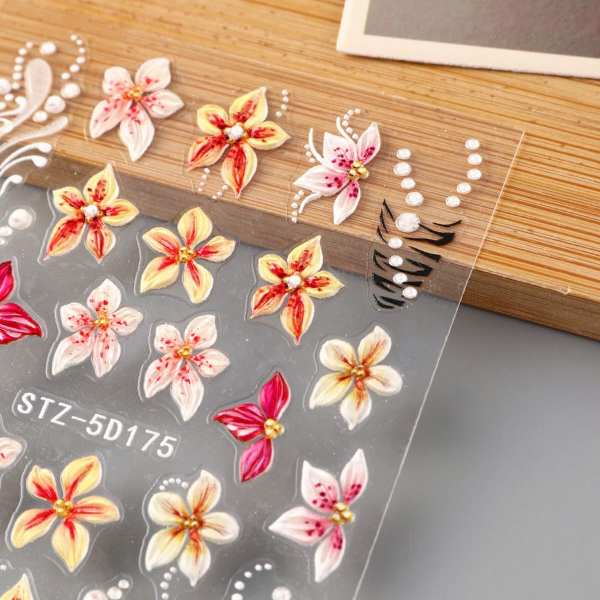 5D Flower Nail Stickers for Nail Art,5D Embossed Flower Nail Art Stickers Decals