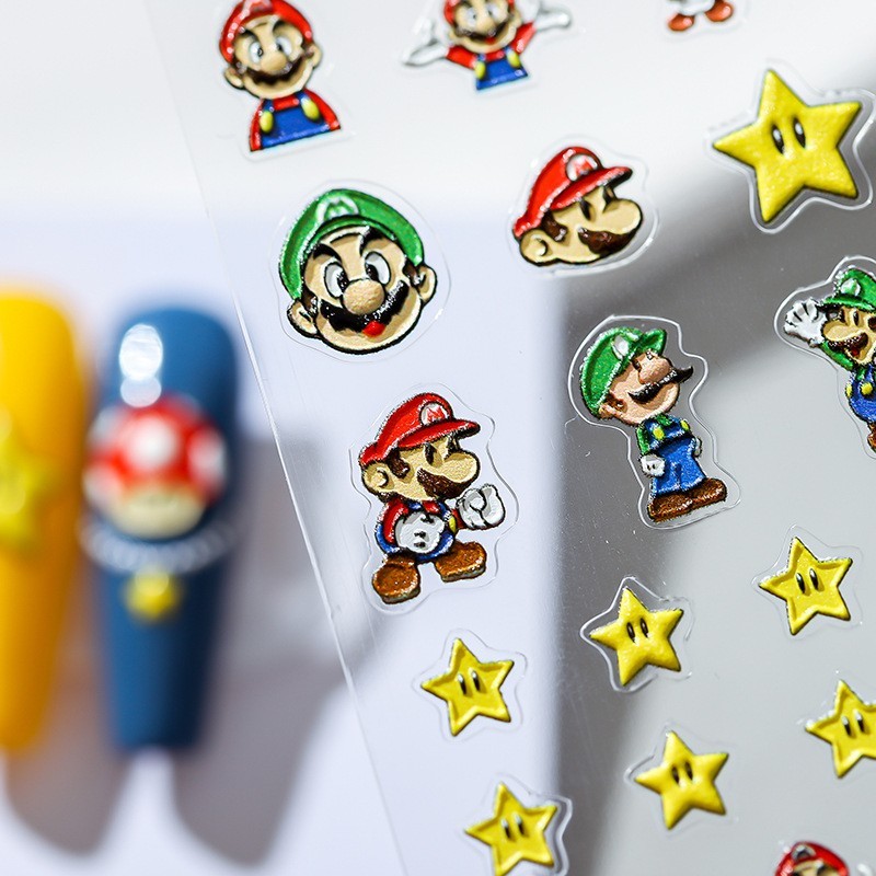 Super Mario Nail Stickers, Character Nail Art Decals (15)