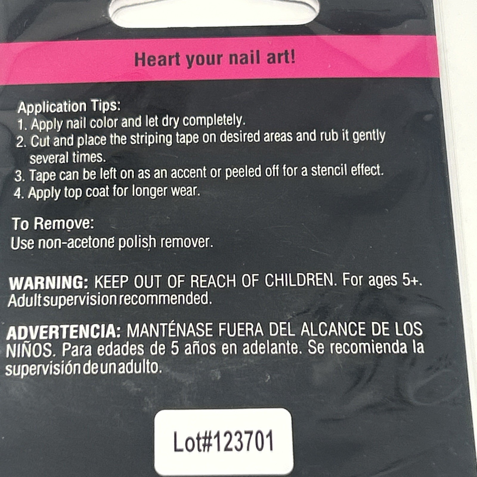 NEW Fing’rs Heart 2 Art Stripe Out Nail Art Sticker Tape Blue Purple Green 33034