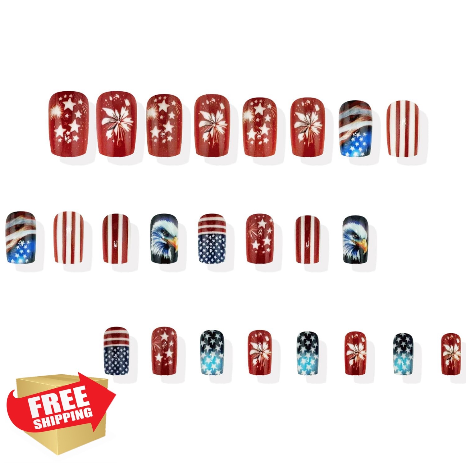 WYFHDT 4th of July Press on Nails 4