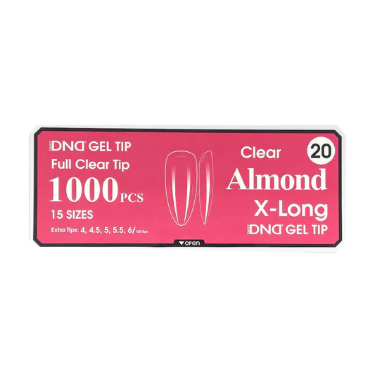 DND Gel Full Clear Tip Box #20 | Almond Extra Long (1000 pcs)