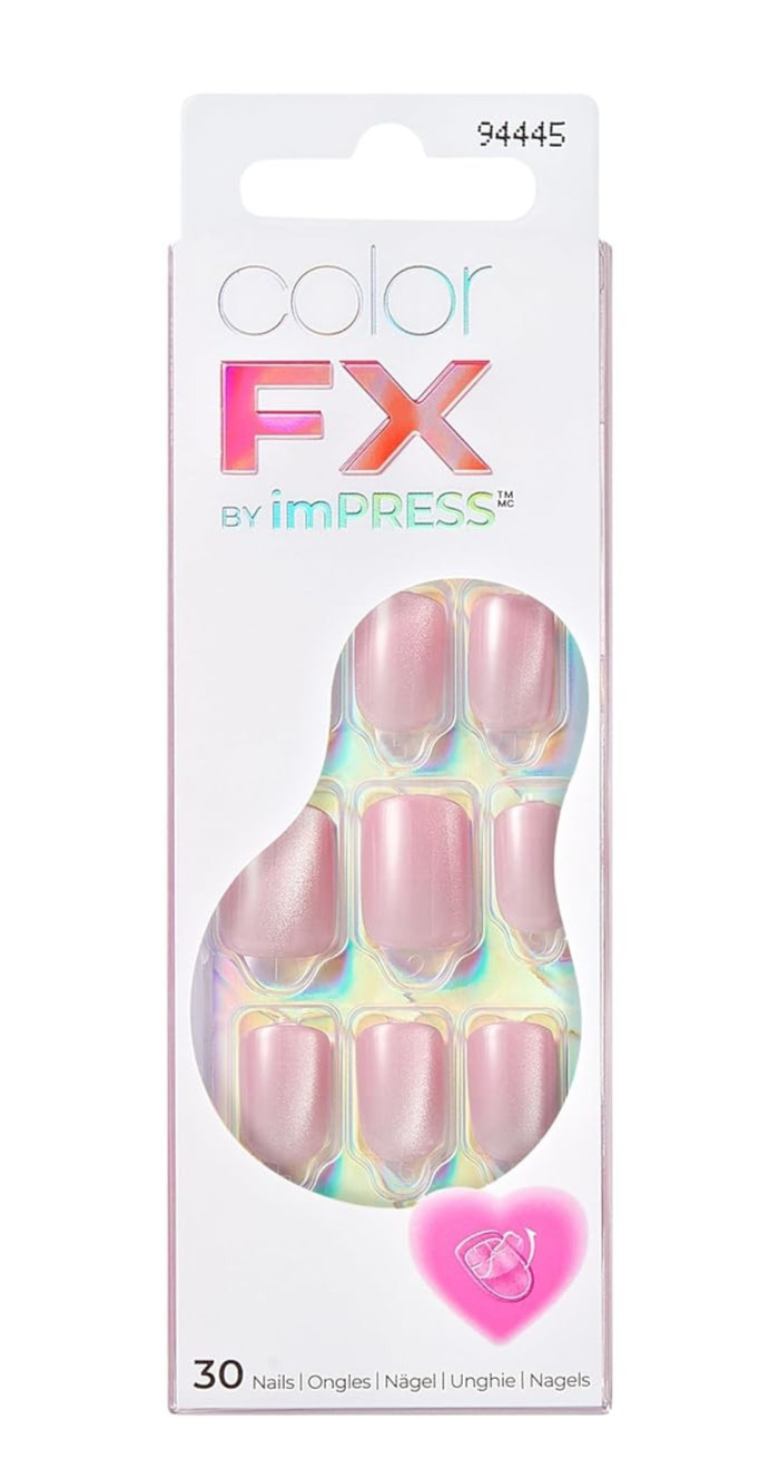 imPRESS Color FX Press On Nails 30 Pack Cherished Pink Short False Nail Adhesive