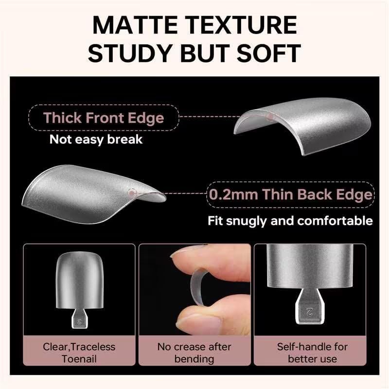 300 Pcs Gel X Toe Nail Tips, 15 Sizes Extra Wide Large Toenail Tips Full Cove…