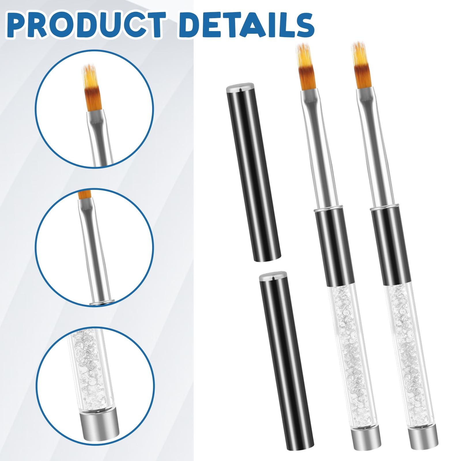 2pc Nail Art Ombre Gradient Brush Set, Nail Gradient Painting Brush Includes …