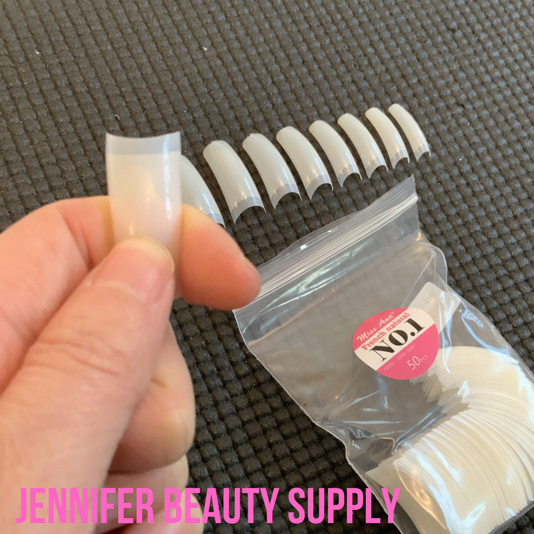 COFFIN FAKE FALSE NAILS TIPS LONG SQUARE FRENCH NATURAL TRANSPARENT 500-1000 PCS