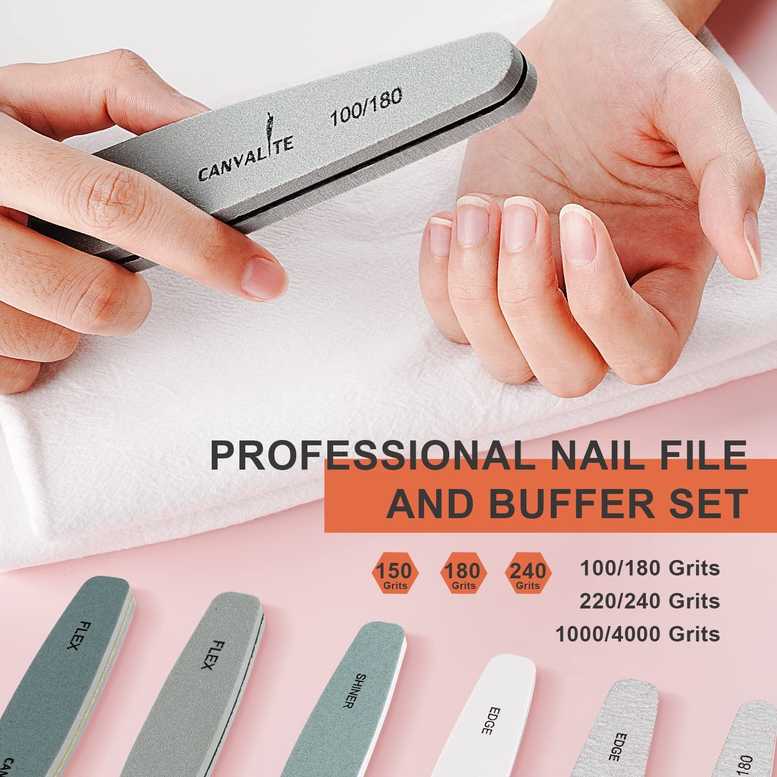 Nail Files Canvalite Nail File and Buffer Professional Emery Boards Washable …