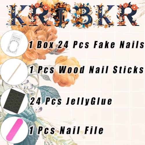24Pcs Ombre Blue Press on Nails Medium Almond Fake Nails 3D Star Fake Nails-1
