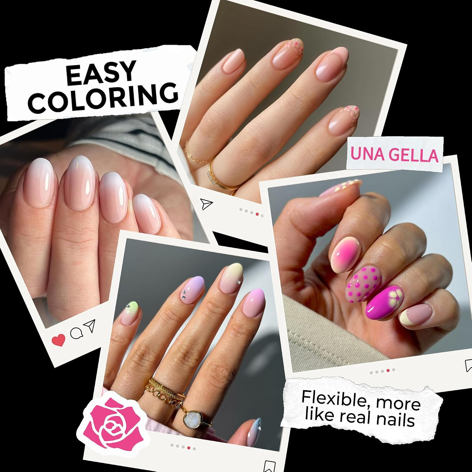 Short Almond round Fake Nails 216Pcs Almond Press on Nails Pre-Shape Oval Gel Na