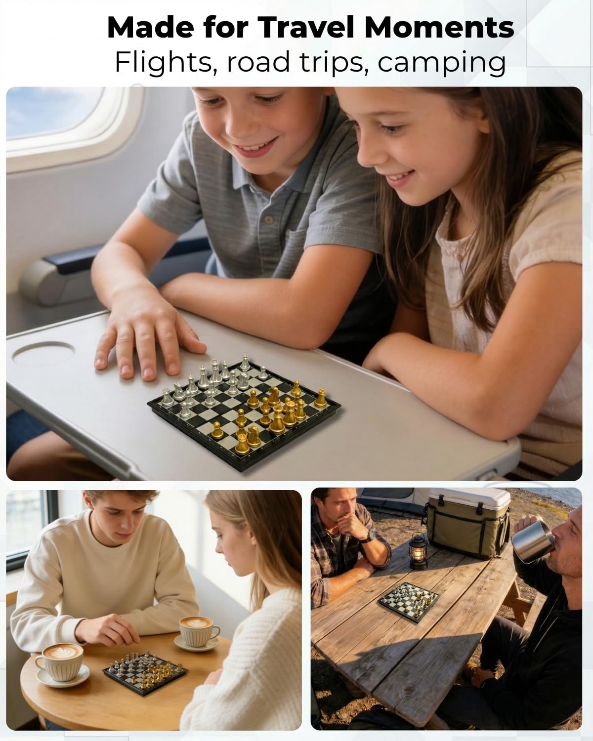 Mini Travel Chess Set Magnetic Vikutu 5.11 Inches X-Small, Black and White