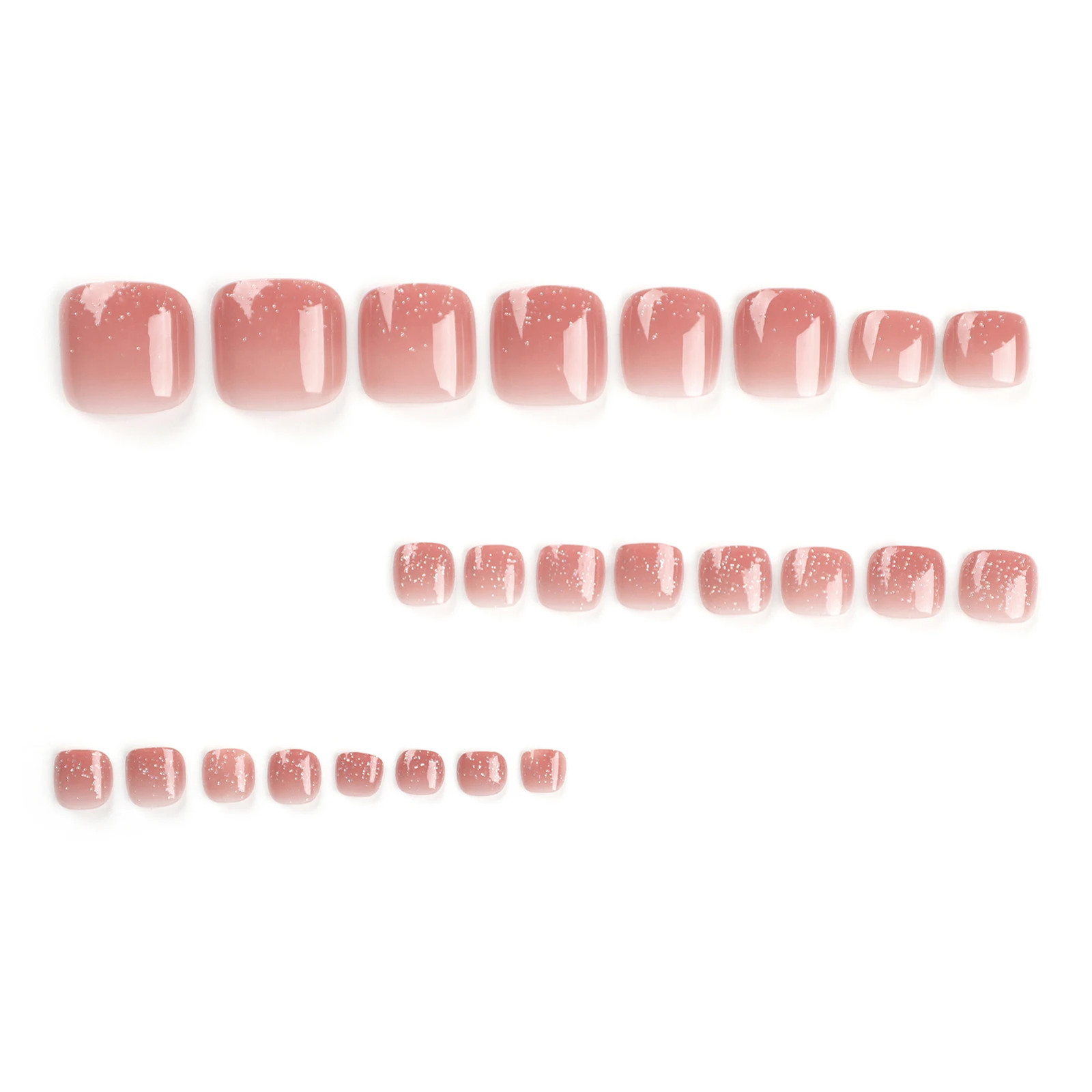 Pink Glossy Press On Toenails Summer Simple Nude Fake Nails