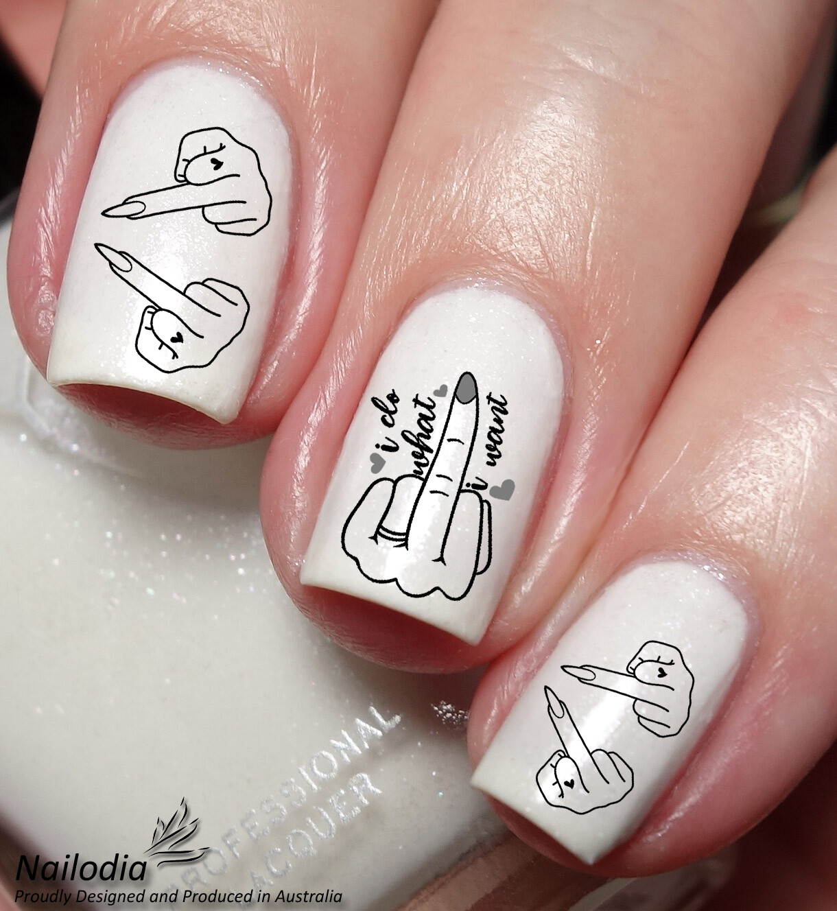 Middle Finger Nail Art Decal Sticker Water Transfer Slider