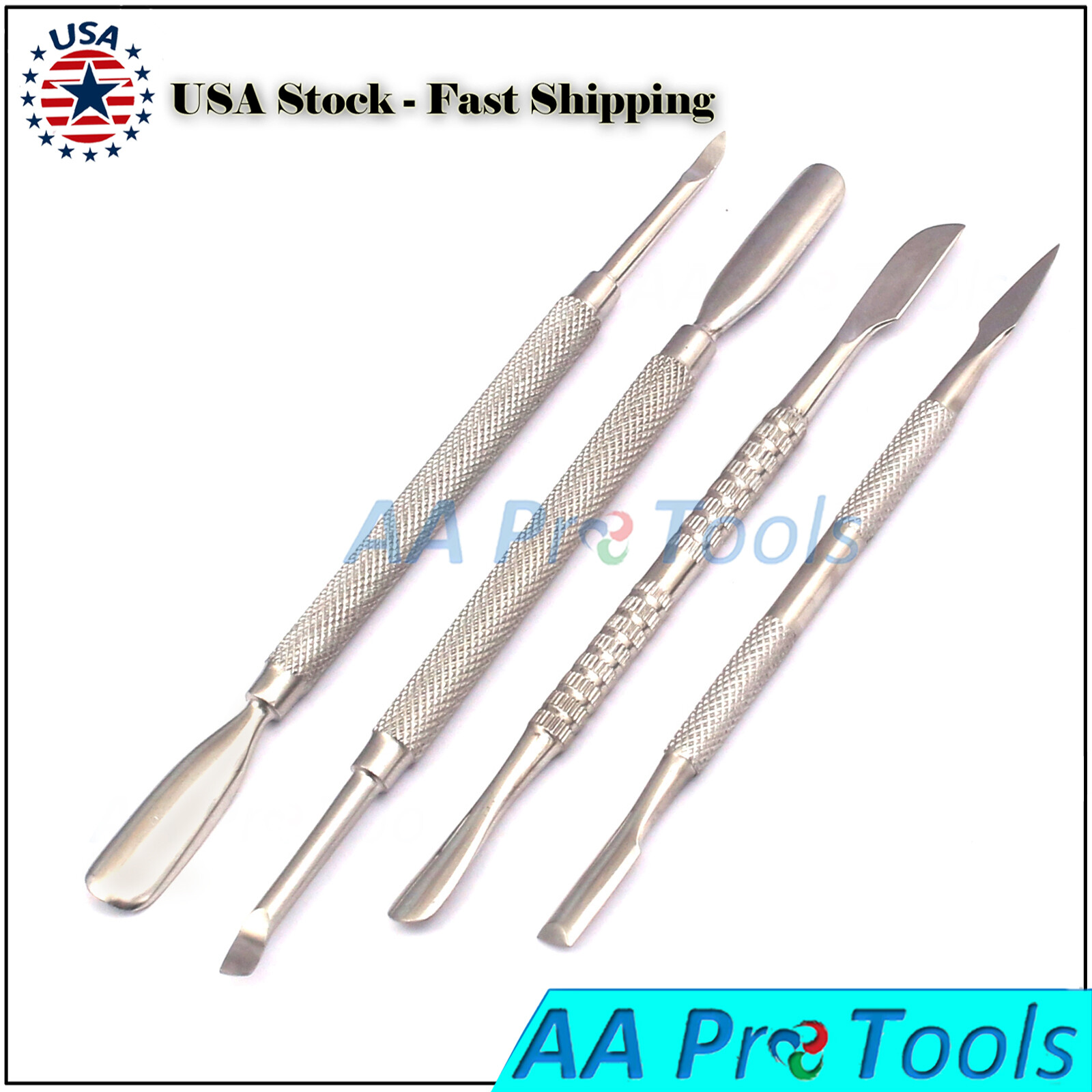 Nail Pusher Cuticle Remover Manicure Pedicure Stainless Steel Tool 4 Pcs BTS-657