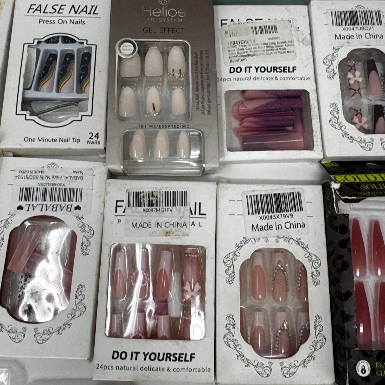 26 Pack Press On Nails Bundle w/ 2 XXL Sets + FREE Lashes & Silicone Bra Pads