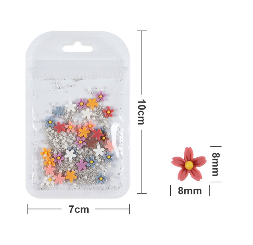 3D Acrylic Flower Peal Ball Nail Art Charms Rhinestones Sticker Decoration 4g