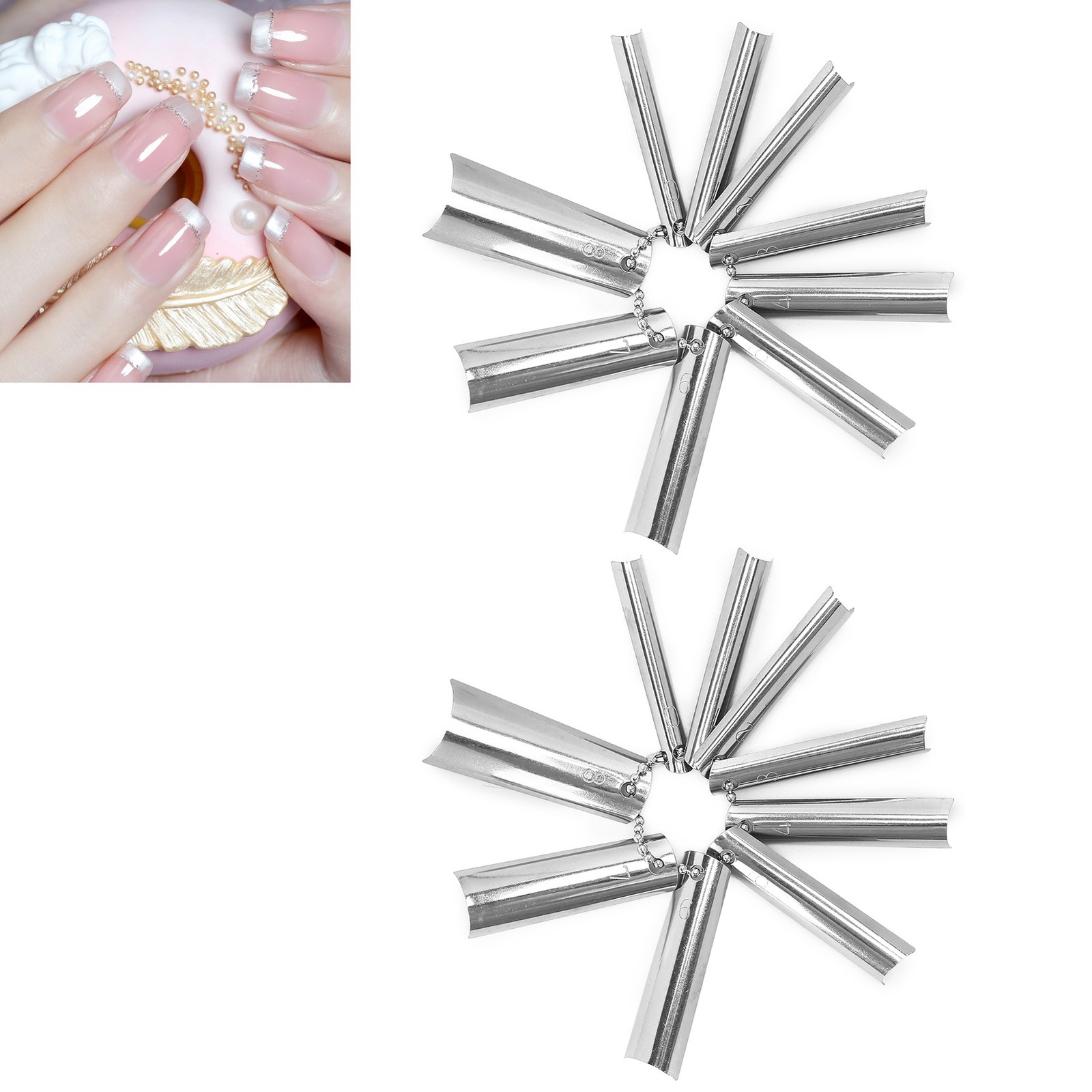18Pcs French Manicure 9 Sizes Single Tips Deep C Shape Cutter Tool Nail Edge