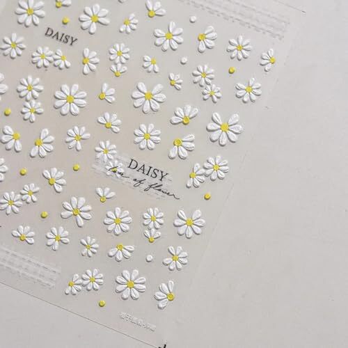 White Daisy Nail Art Stickers Flower Nail Stickers 5D Embossed Flower style2