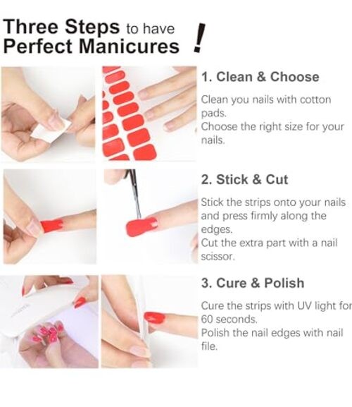 Semi Cured Gel Nail Strips, Spring Macaron, Candy Color 20pcs Gel macaron color