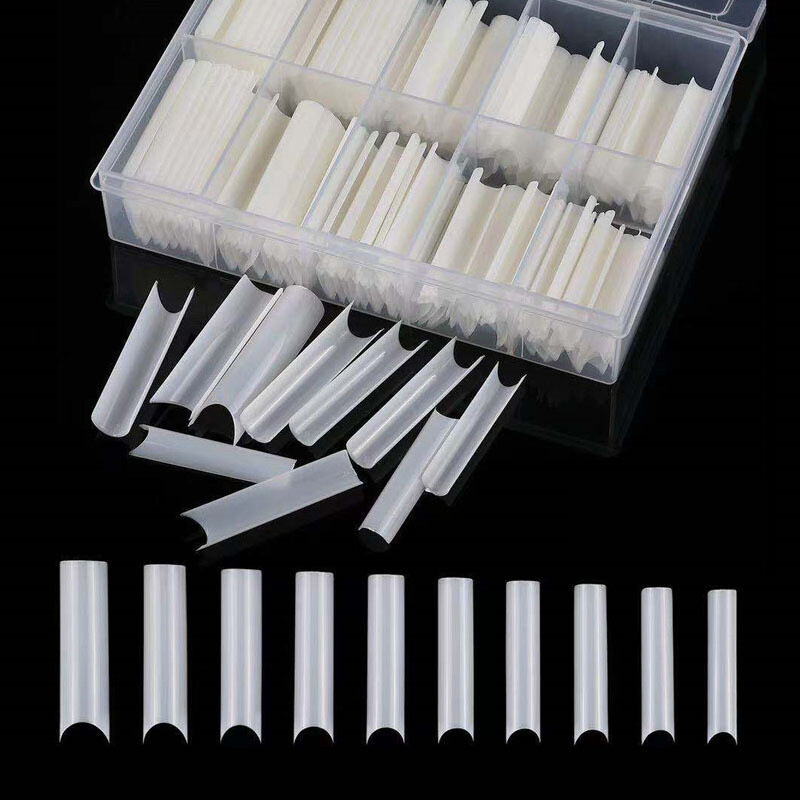 200Pcs XXL C Curve Nail Tips Extra Long Square Fake Nails Half Cover False Nail