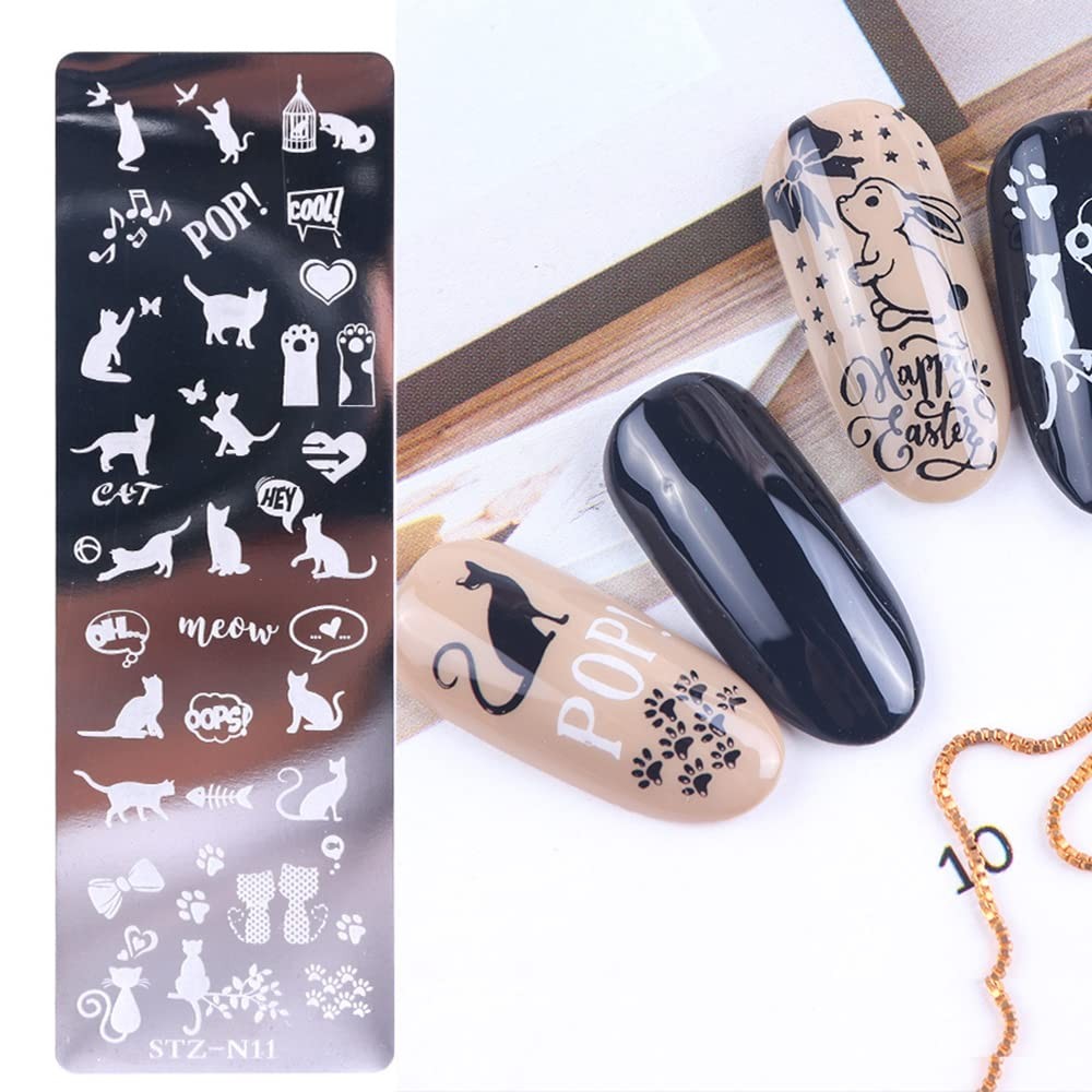 9Pcs Nail Stamp Template Kit – French Style Nail Art Designs, Stamper Set Wit…