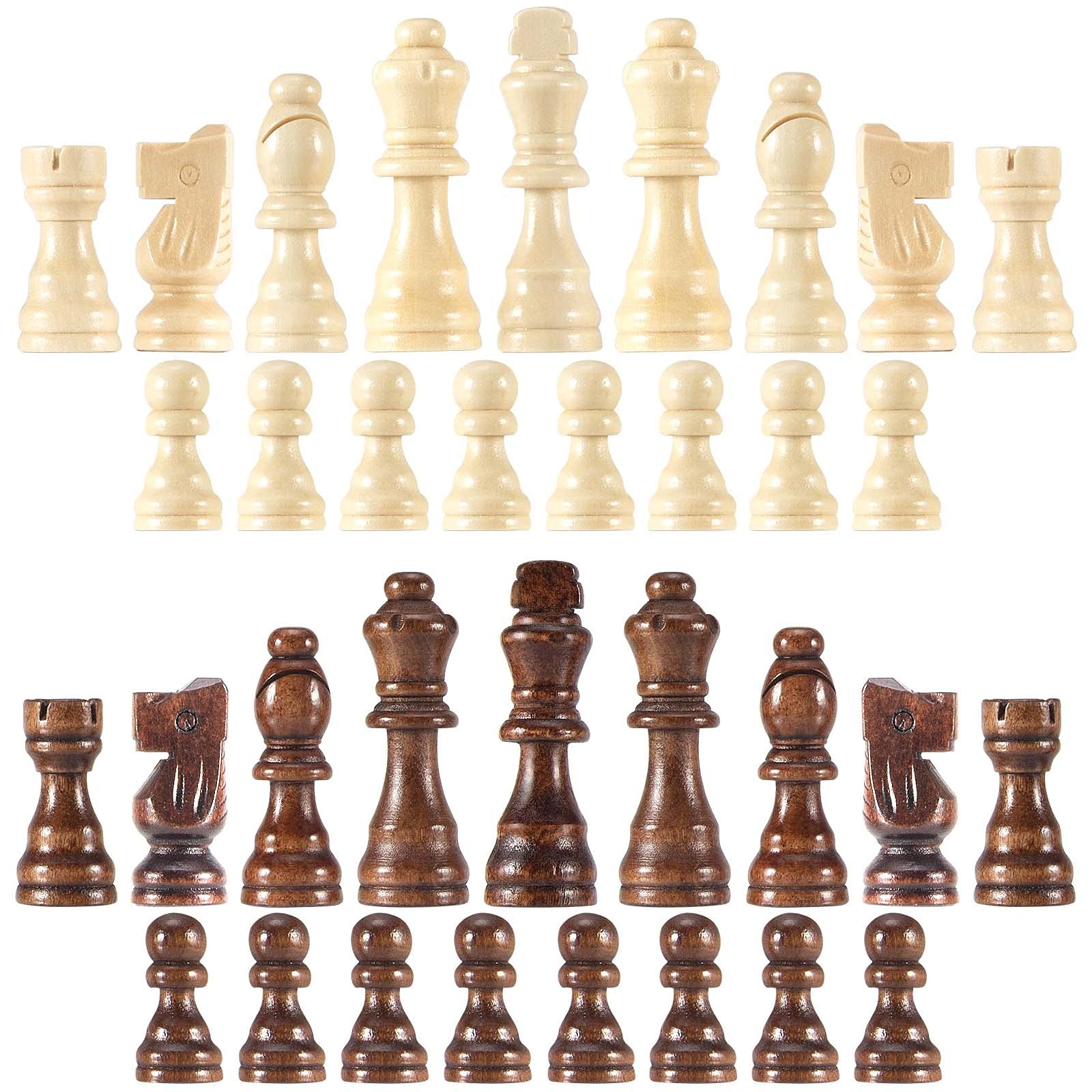 AMEROUS Wooden Chess Pieces Only, 32 Pieses / 3.05″ Medium, Bronze