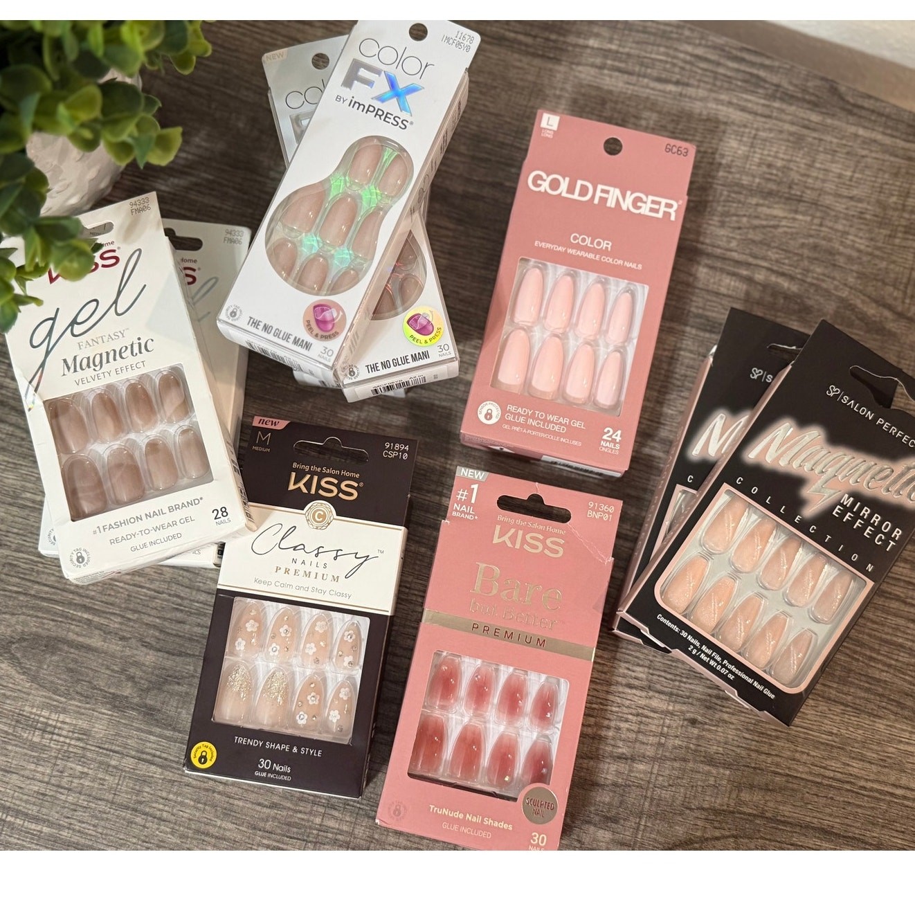 (10 Packs) Press On Nail Bundle – Light Colors, Cateye, Nude, Pink – NEW