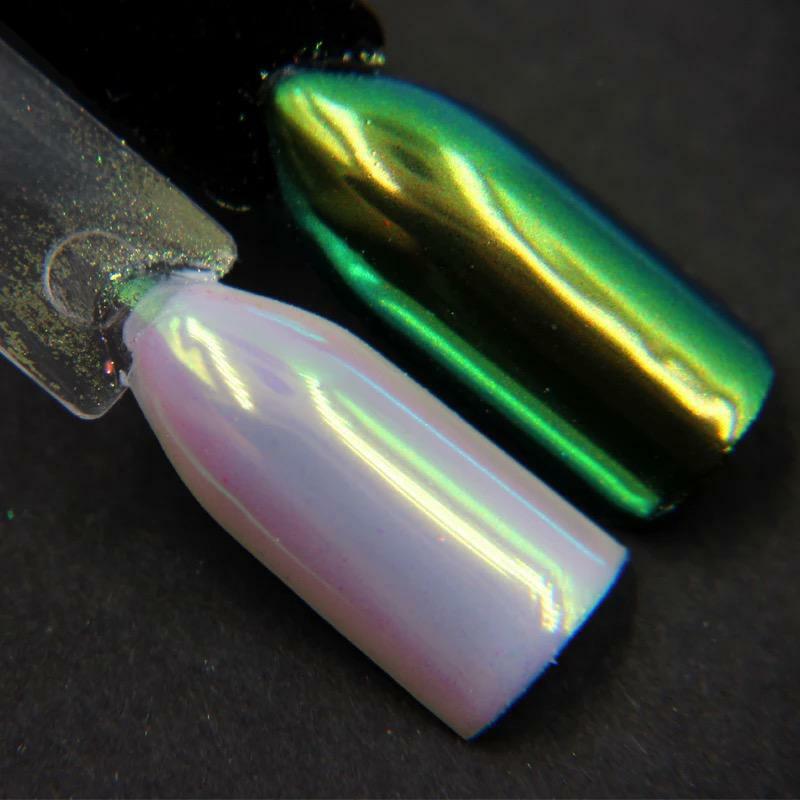 Aurora Unicorn Nail Chrome Dust Mirror White Pink Green Powder Holographic BJ-13