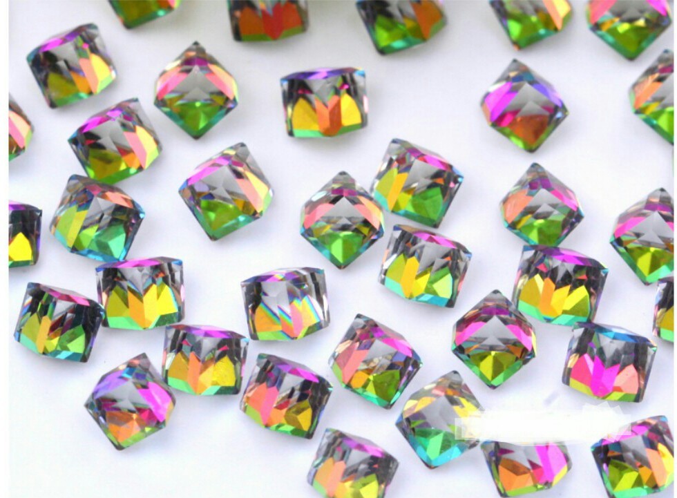 5pcs New 3D Colorful Rhinestone Crystal Cube Nail Art DIY Decorations