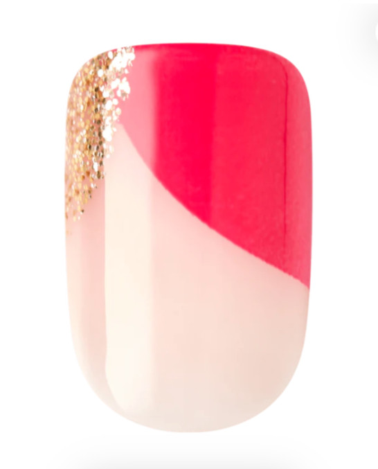 Kiss Voguish Fantasy A NEW YEAR❣️Red/Gold/Glitter/French Glue Nails