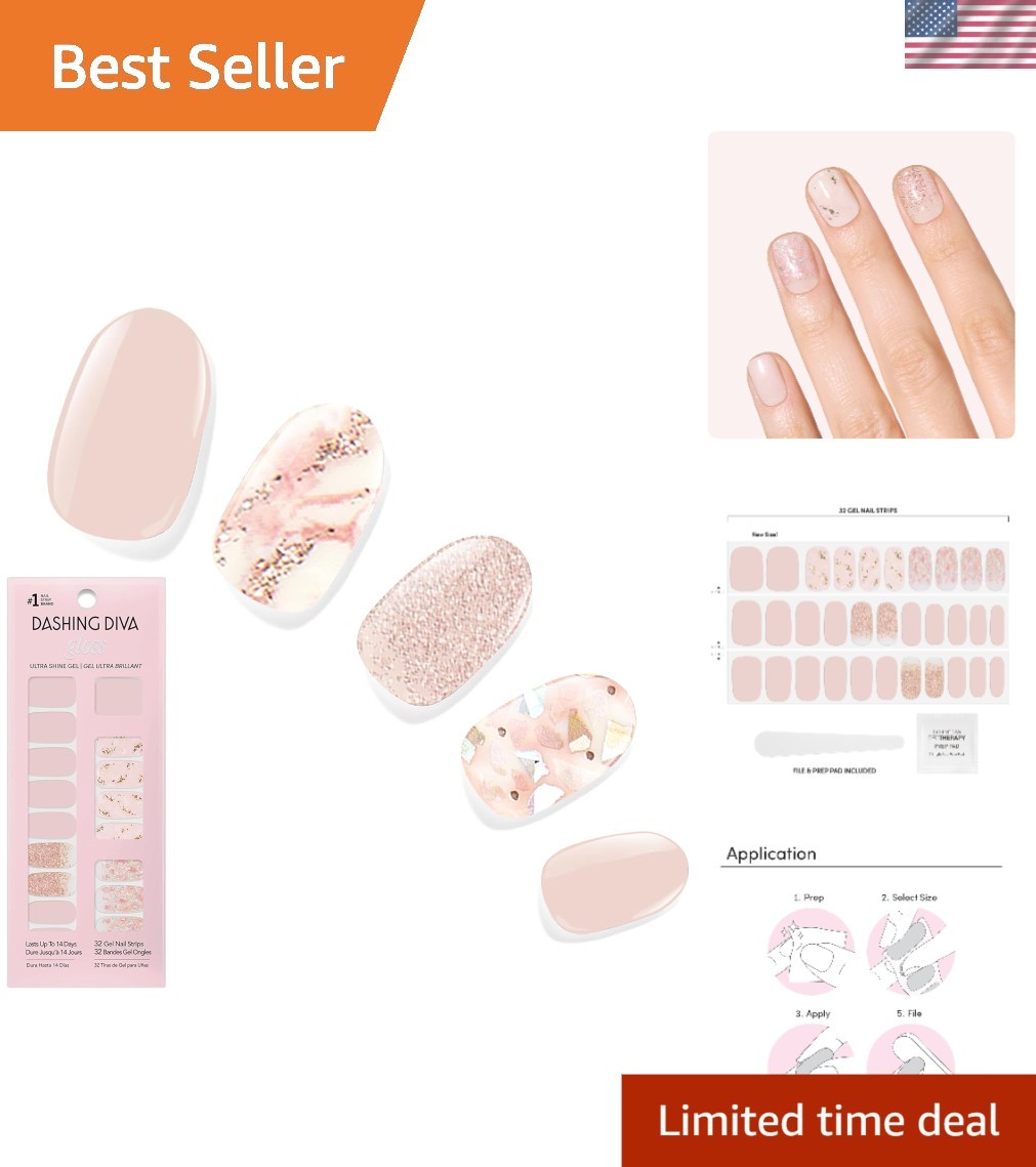 Crystal Clear Gloss Nail Strips – Easy French Nail Art, 32 Gel Wraps Included