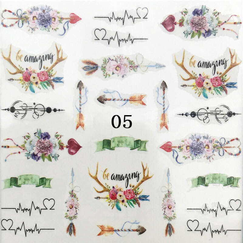 2 Sheets Nail Water Decals Flower Birds Slider Transfer Nail Art Stickers Tips✔