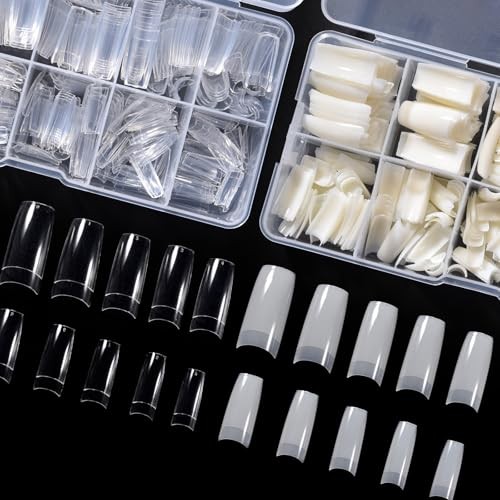 1000PCS Acrylic Nail Tips Half Cover False Tips French Fake Nail Tips Clear