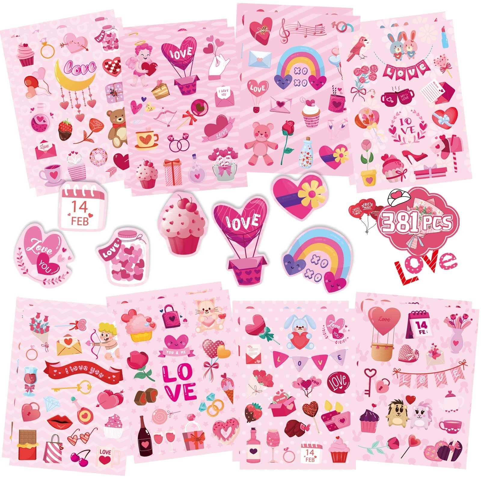 381PCS Valentine Stickers for Kids – Love Stickers Heart Stickers Valentines …
