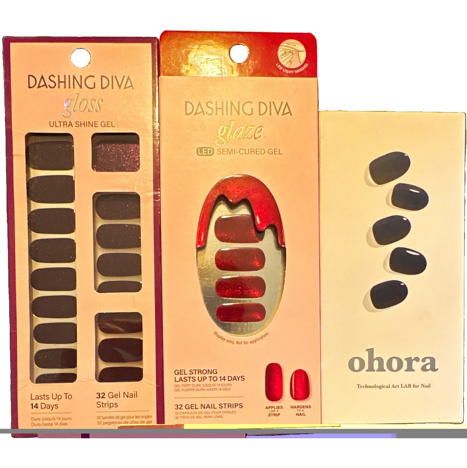 Dashing Diva Glaze LED Semi-Cured Gel Strips and Ohora Brand New in Box