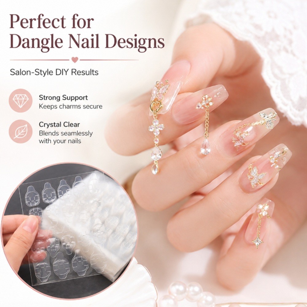 Double-Sided Nail Adhesive Tape – Clear Manicure Glue Stickers, Nail Art Tip Tab
