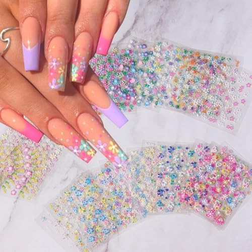 30 Sheets Flower Nail Stickers for Nail Art Cute Butterfly Flowers Stickers-15