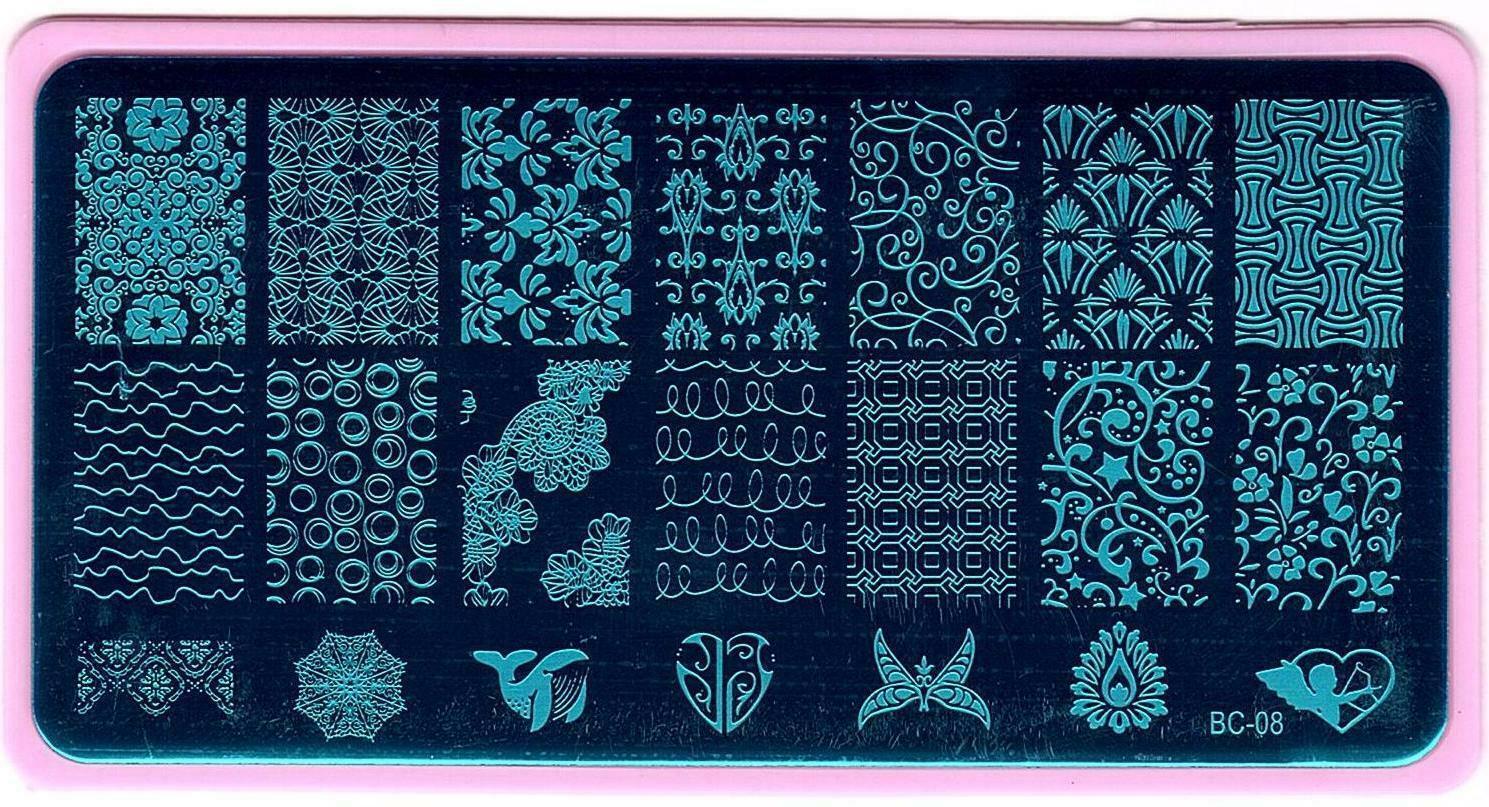 Nail Art Different Designs Stamping Image Plates with Pink Holder BC06 to BC10