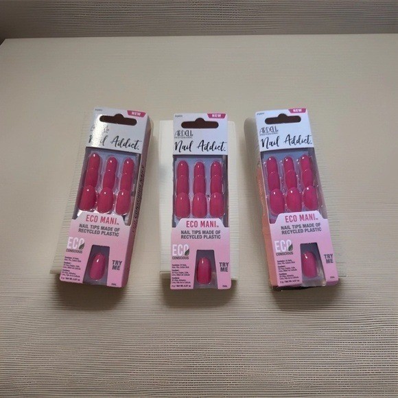 Ardell Nail Addict Eco Mani Nail Tips Poppy Pink Oval 30 Count 3 Pack 58636