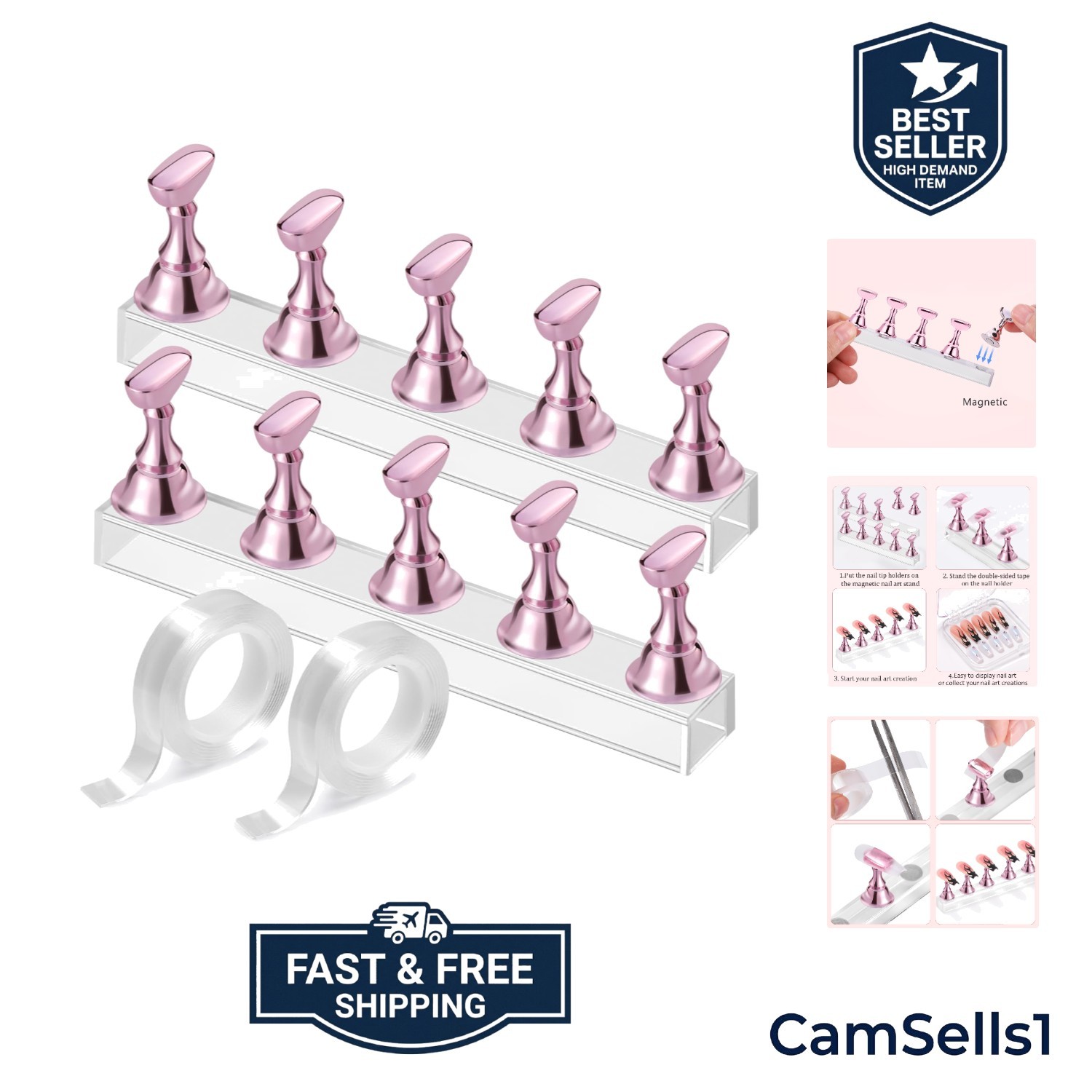 Nail Stand Acrylic Nail Art Display Stand Practice Nail Holder for Painting N…