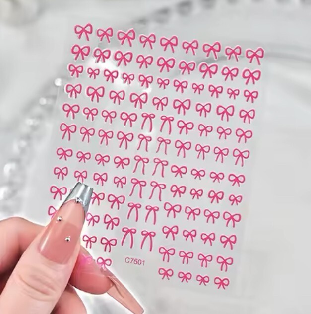 Minimalist Bow Nail Art Stickers Black White Gold Silver Red Ribbon Gel Nail